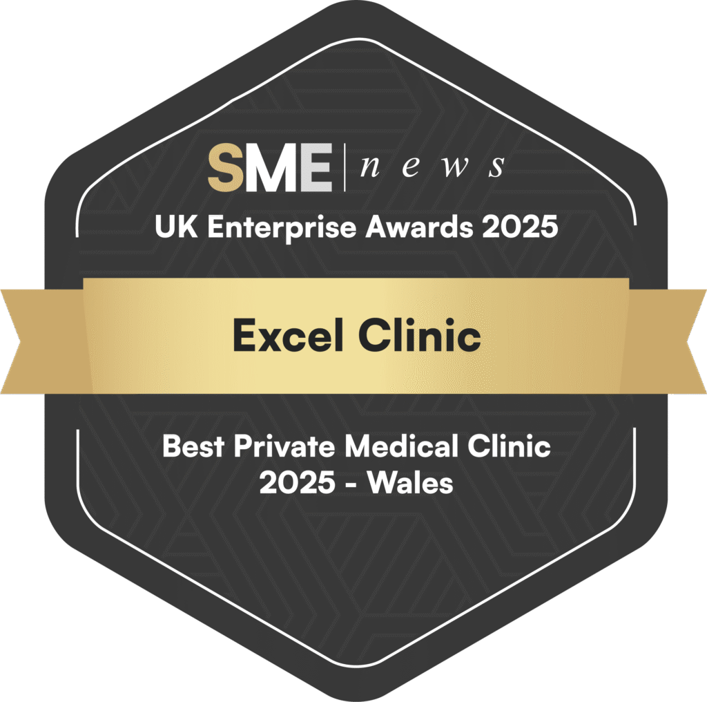 Award badge stating 'Best Private Medical Clinic in Wales'