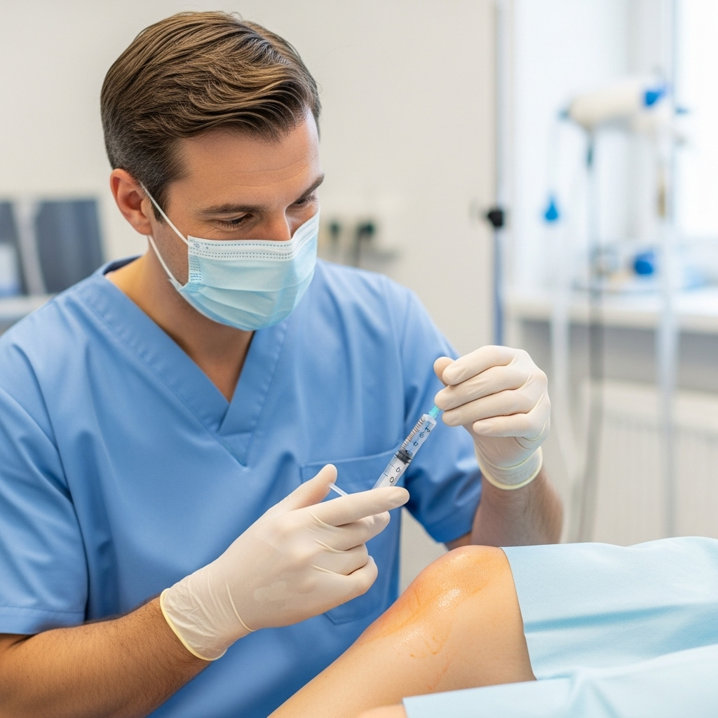 doctor performing steroid joint injection in cardiff at excel clinic