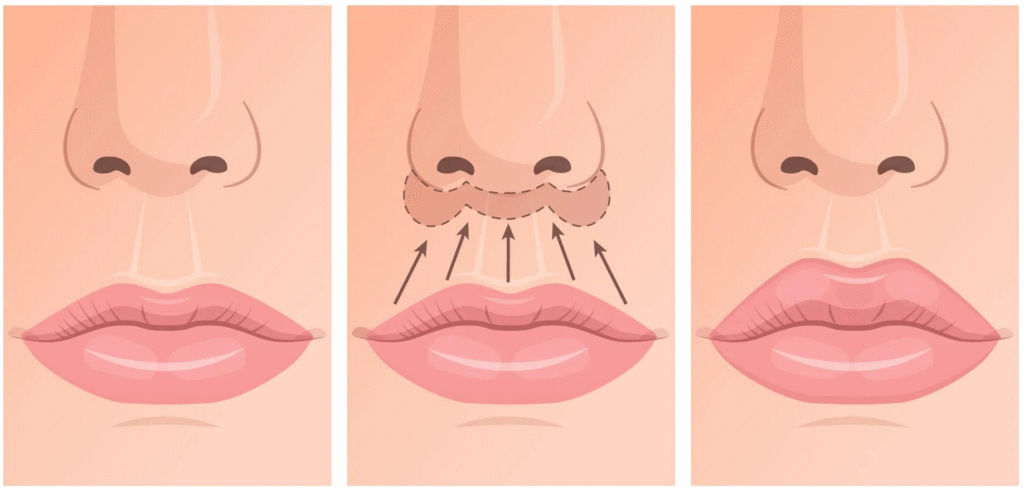 diagram showing lip lift surgery