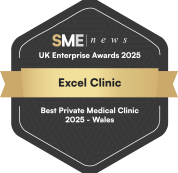 Award badge stating 'Best Private Medical Clinic in Wales'